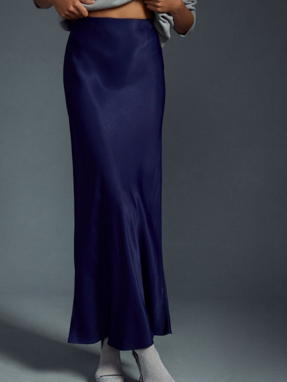 Anthropologie The Tilda Maxi Slip Skirt Navy
